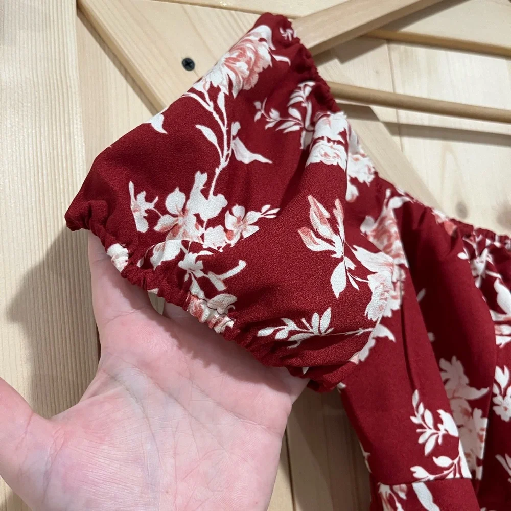 NWT Abercrombie & Fitch Off-the-Shoulder Floral Mini Dress, Size Medium. - Picture 5 of 10